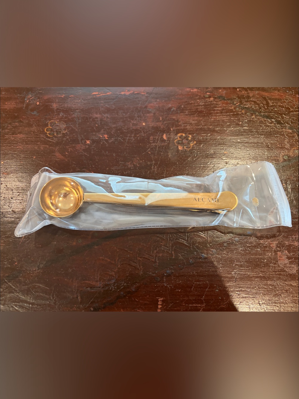 Gold Alcan Coffee Scoop Spoon with clip - Metallic Measuring Spoon
